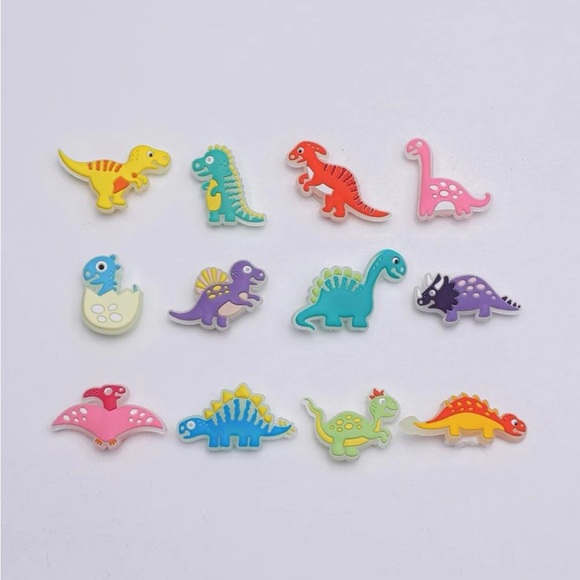 CROCS || 12pcs DINOSAUR SHOE CHARMS GLOW IN THE DARK || NWT ✨ - Picture 2 of 2